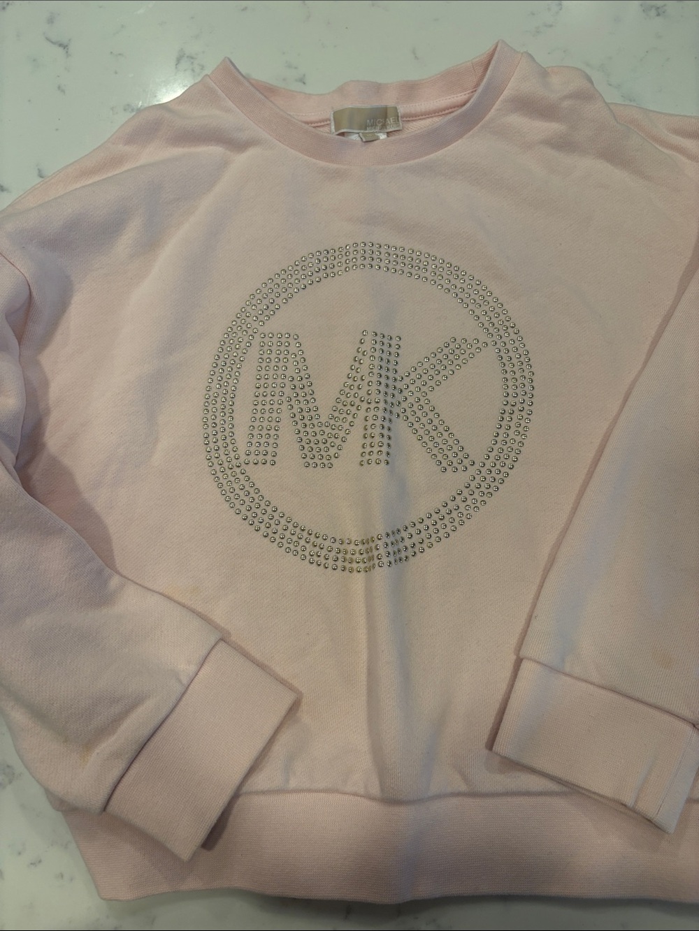 Michael Kors Light Pink Girls' gold MK Logo Sweatshirt